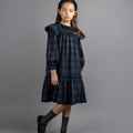 PLAID FLUTTER SLEEVE DRESS